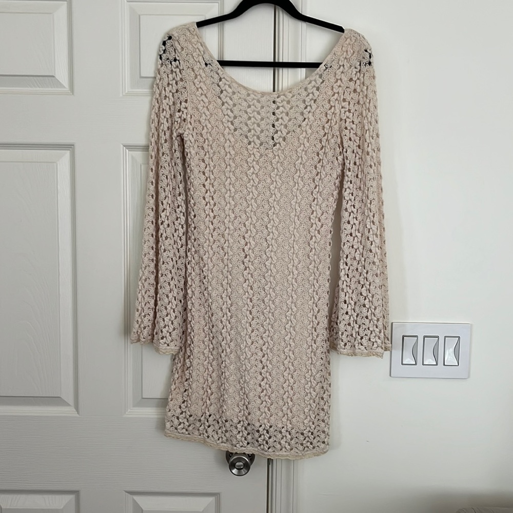 M Free People Tan Crochet Dress